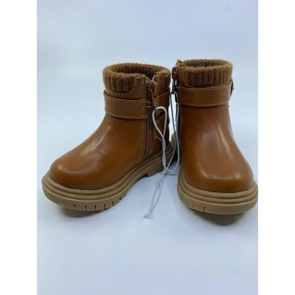 New Sugar Toddler Girls Lil Natalie Zipper Closure Boots - Carmel - Size 5